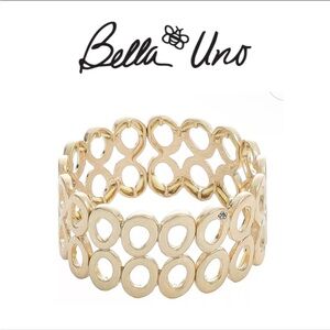 NWT BELLA UNO Silver Plated Gold Tone Oval Stretch Bracelet